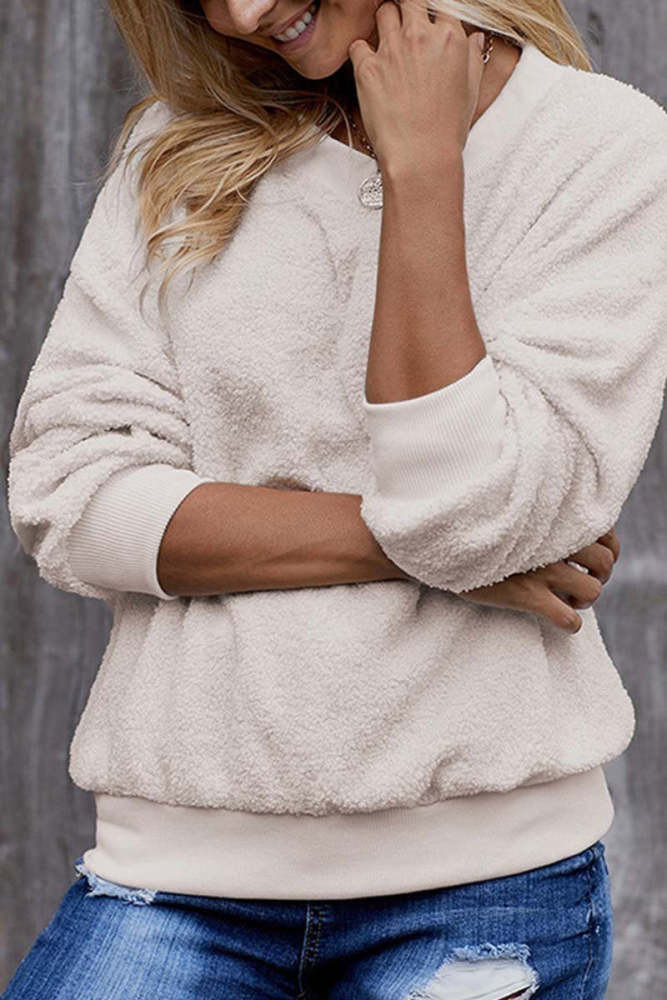 Teddy Plush Sweater Casual Tops