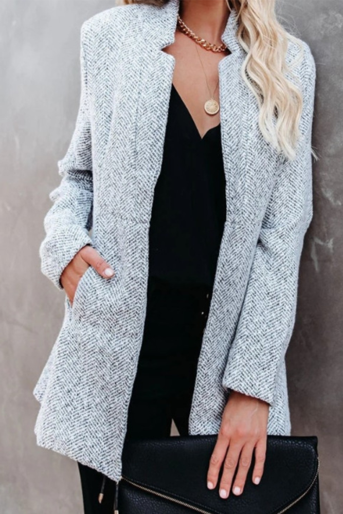 Retro Pocketed Heather Grey Coat(3 Colors)