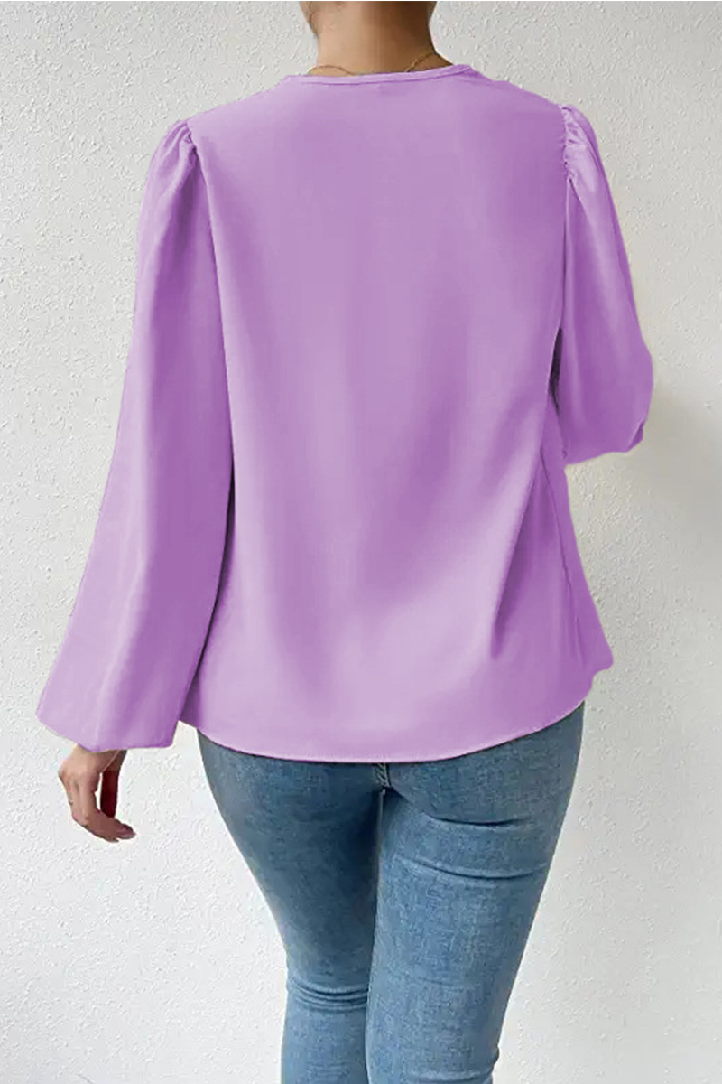 Casual Solid Patchwork O Neck Tops