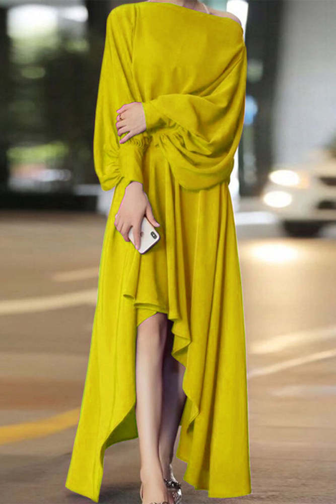 Elegant Solid Solid Color Off the Shoulder Asymmetrical Dresses(3 colors)