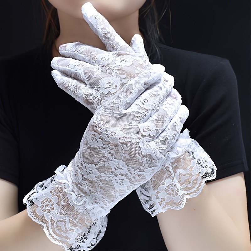 Women Fashion Solid Color Sexy Lace Gloves Bridal Wedding Party Favor Decorations Princess Tiara Birthday Cosplay Costumes Hair Accessories
