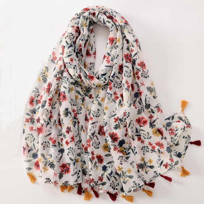 Floral Printed Ladies Scarf Women Fashion Beach Shawl Breathable Warm Scarf Neck Scarf