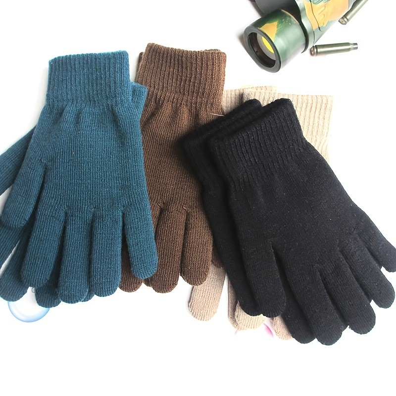 Autumn & Winter Solid Knit Thermal Gloves