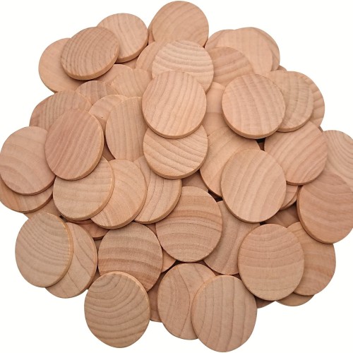 1 Inch (about 2.5cm) Unfinished Round Wooden Coins Made Of Wood Chips, Suitable For Arts And Crafts Projects, Board Games And Decorations, With 10 Pieces Per Package