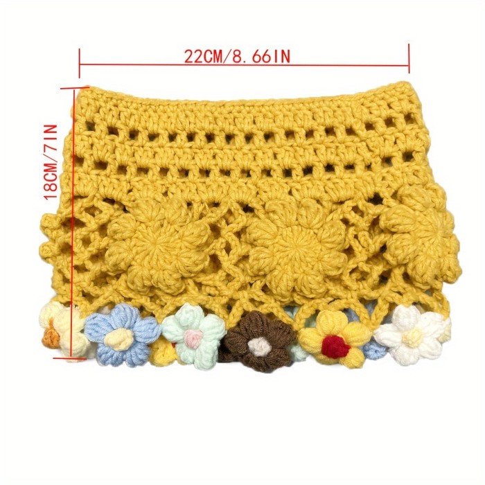 Niche Chic Crochet Flower Neck Gaiter Retro Personalized Knitted Hollow Out Neck Cover Autumn Winter Soft Warm Elastic Garland Scarf
