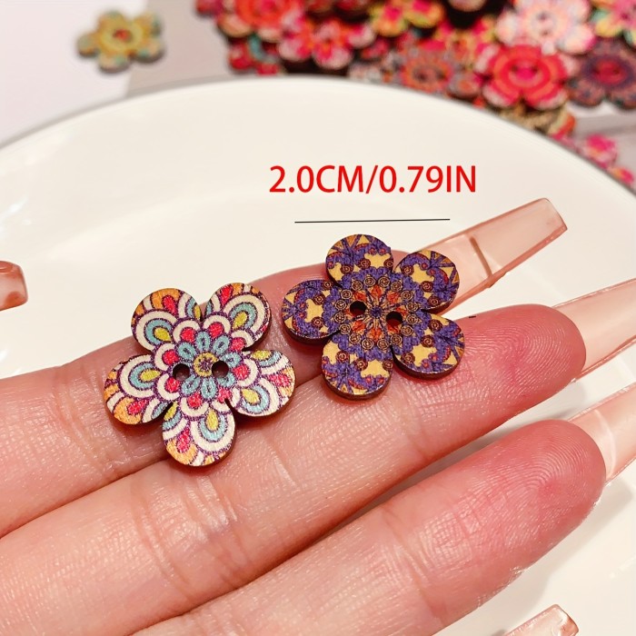 50pcs 0.79inch Red Bohemian Style Plum Blossom Decoration DIY Button