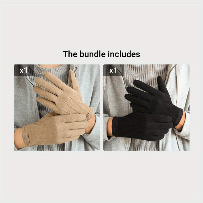 Men's Solid Color Touch Screen Cold Protection Gloves