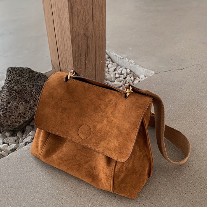 Vintage Flap Crossbody Bag, Retro Large Capacity Shoulder Bag, Women's Casual Handbag & Purse