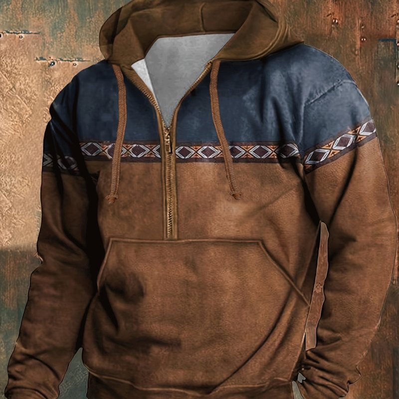 Plus Size Men's Contrast Color Hoodies Fashion Casual Hooded Sweatshirt For Fall Winter, Men's Clothing