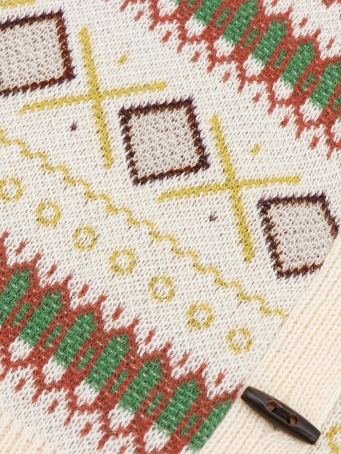 Argyle Pattern Knit Cardigan, Ethnic V Neck Long Sleeve Sweater, Women's Clothing