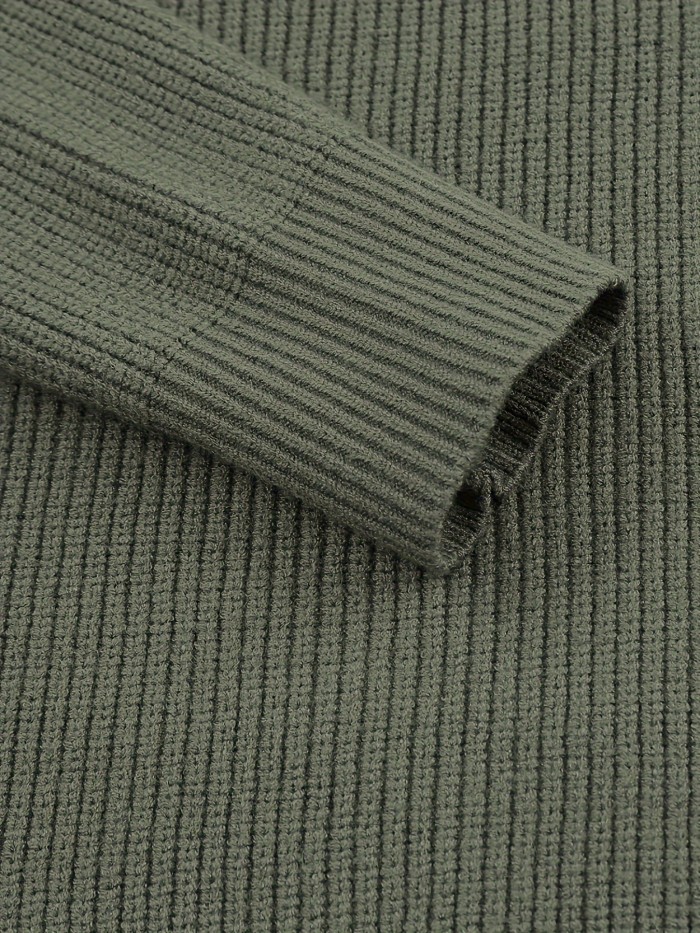 All Match Knitted Ribbed Sweater, Men's Casual Warm Stand Collar Pullover Sweater For Men Fall Winter