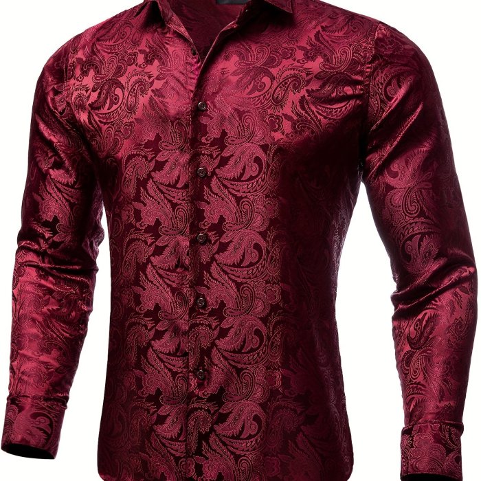 Plus Size Men's Floral Pattern Graphic Print Shirt For Party\u002Fwedding\u002Fformal Prom, Men's Clothing