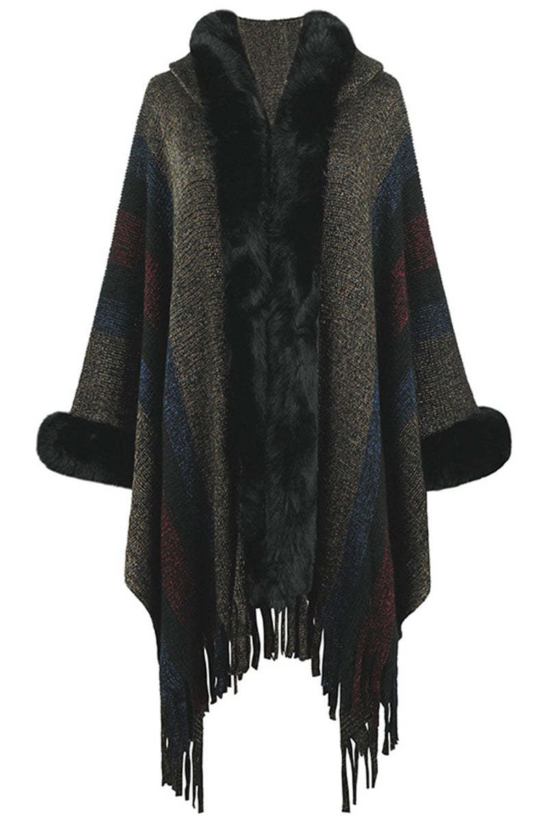 Knitted Textured Sweater Co-Ord Set With Fur Details