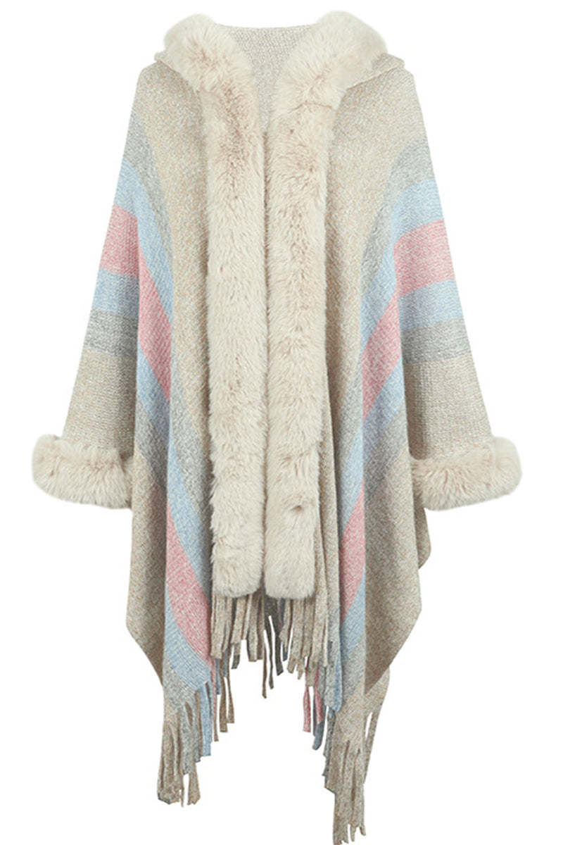 Eco-fur collar twist sweater main image 1
