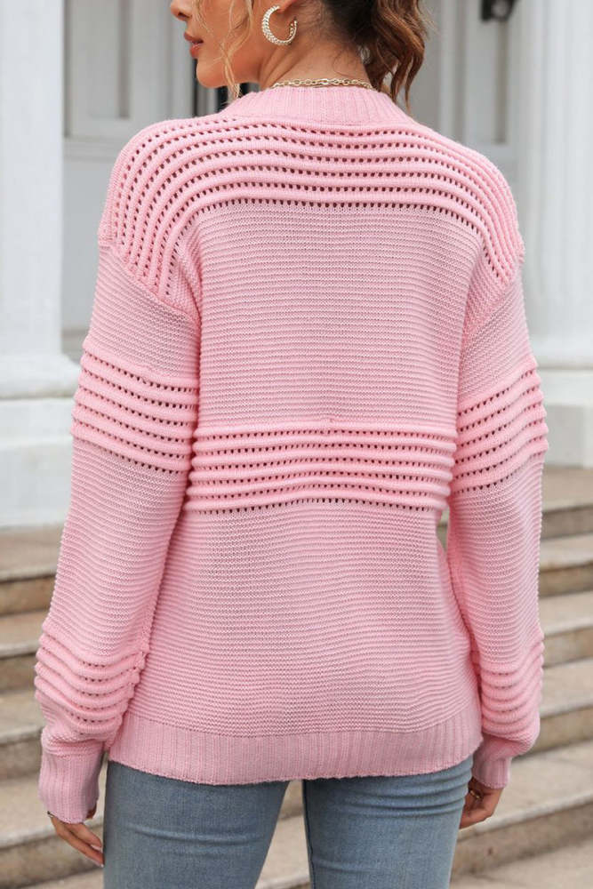 Solid Color Hollow Knit Bottoming Sweater