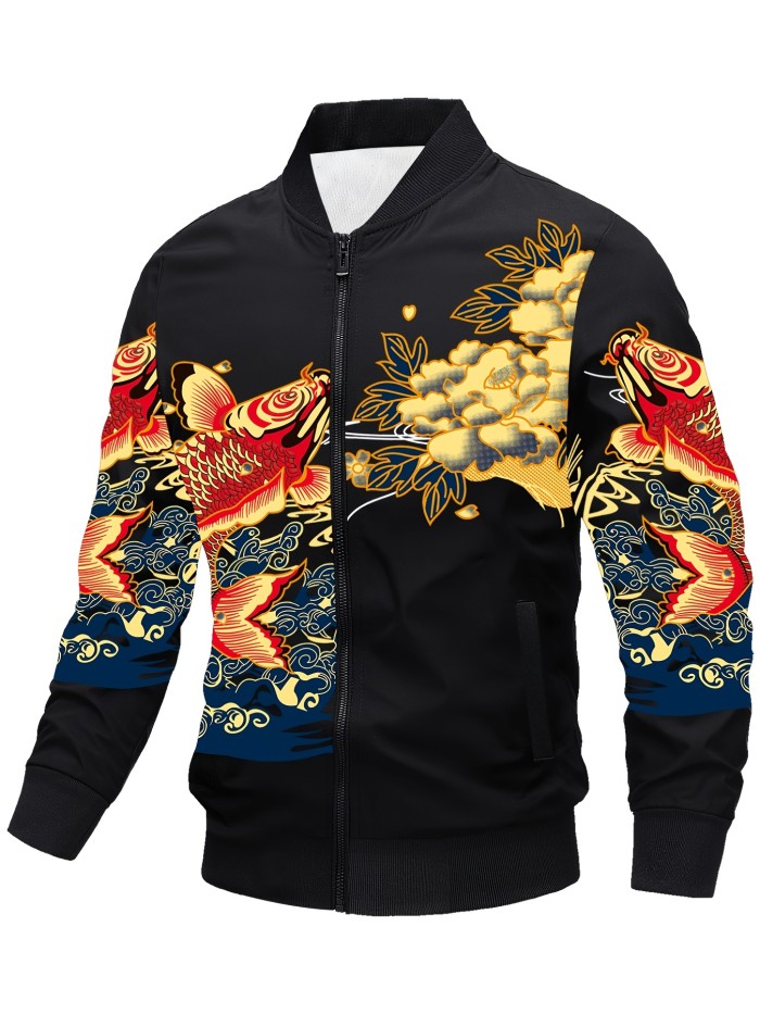 Men's Spring And Autumn Jacket Vintage Luxury Print Casual Zip Up Jacket Best Sellers Best Sellers