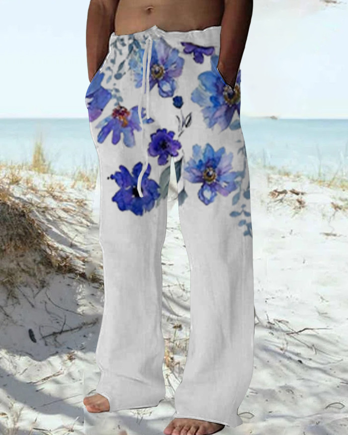 Men's Casual Outdoor Printed Cotton Pants 5b20