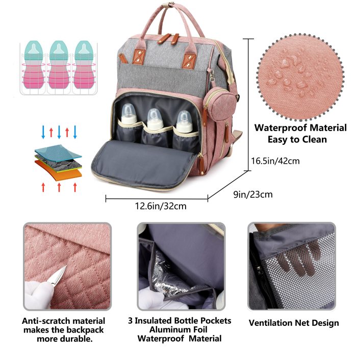 Diaper Bag Backpack, Trendy Bag, Diaper Backpack Bag With A Changing Station, Multifunction Waterproof Large Travel Back Pack, Christmas, Halloween, Thanksgiving Day Gift