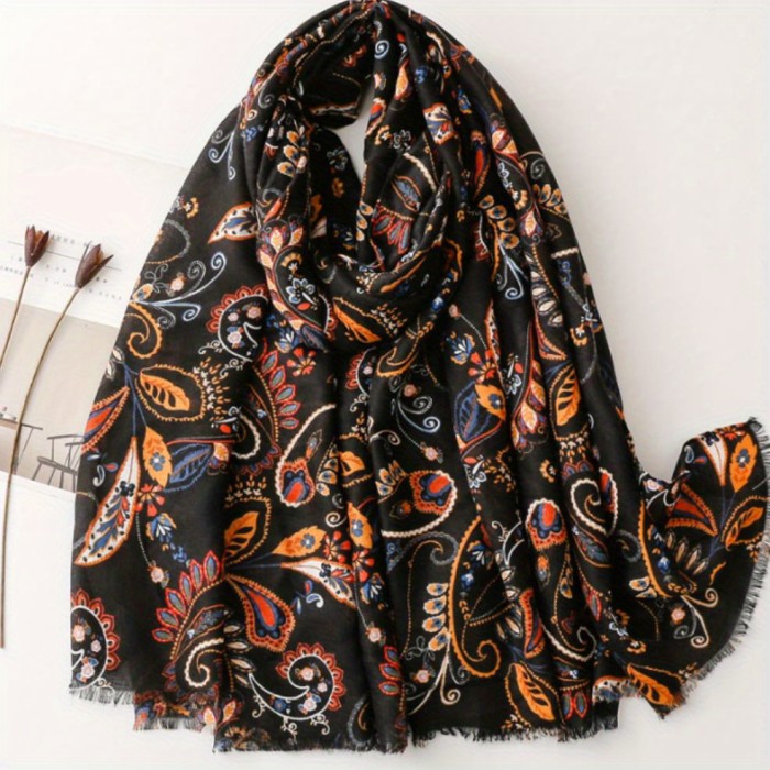 Fashion Ethnic Style Travel Shawl Printed Tassel Scarf Women's Retro Warm Scarf