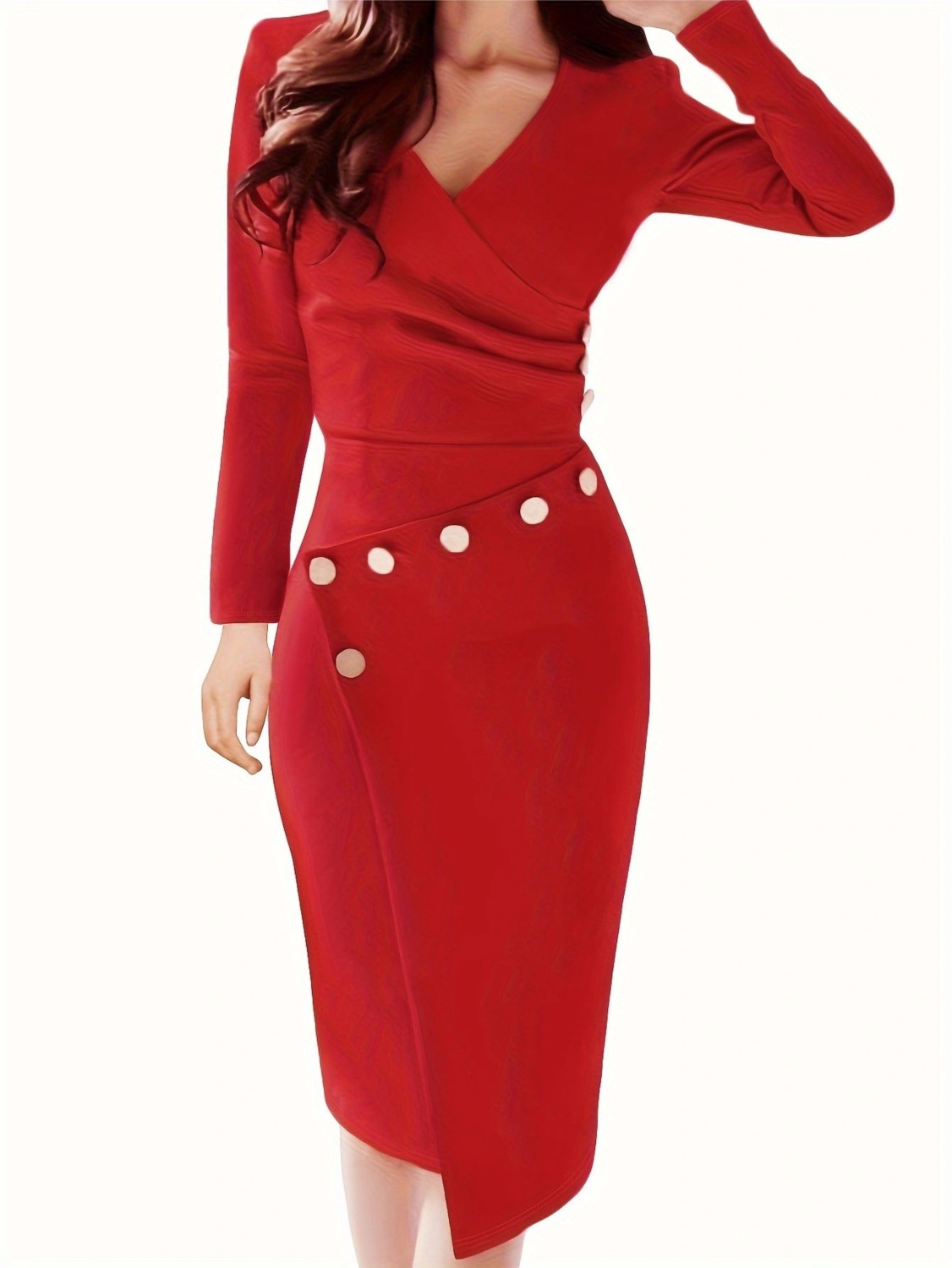 Elegant Surplice Neck Short Sleeve A Line Dress main image 1