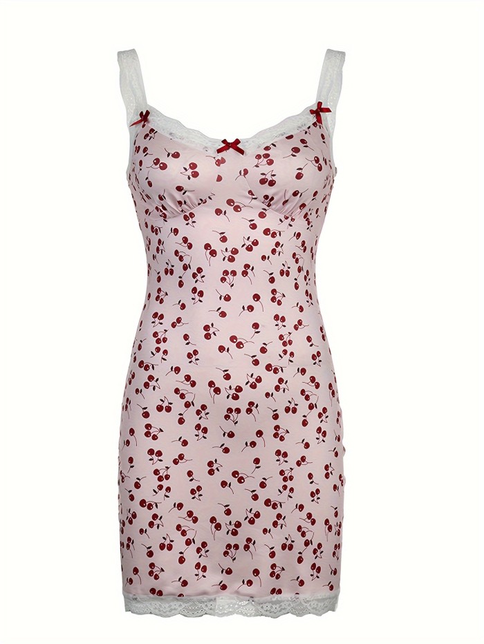 Satin Print V-Neck Cami Dress