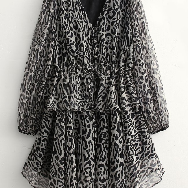 Sexy Leopard V Neck Dresse main image 0