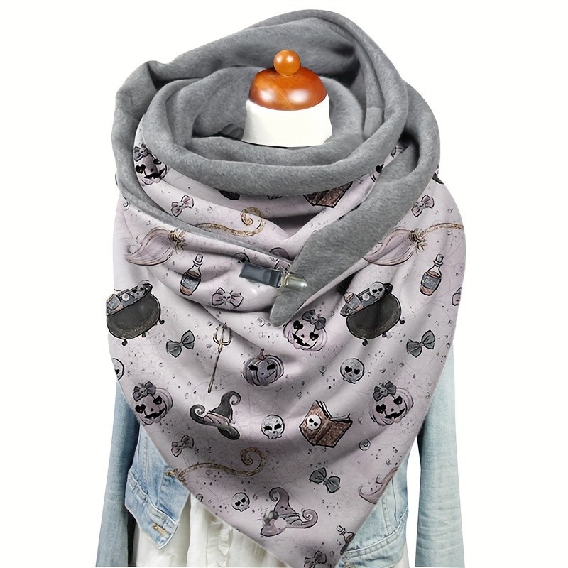 1pc Horror Scarf - Halloween Skull Print Soft Wrap Casual Warm Shawls Comfortable Scarf