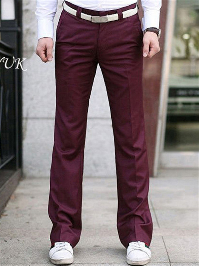 Men's Dress Pants Flared Pants Bell Bottom Trousers Pocket Straight Leg Solid Colored Comfort Wedding Office Business Streetwear Formal Black White Micro-elastic