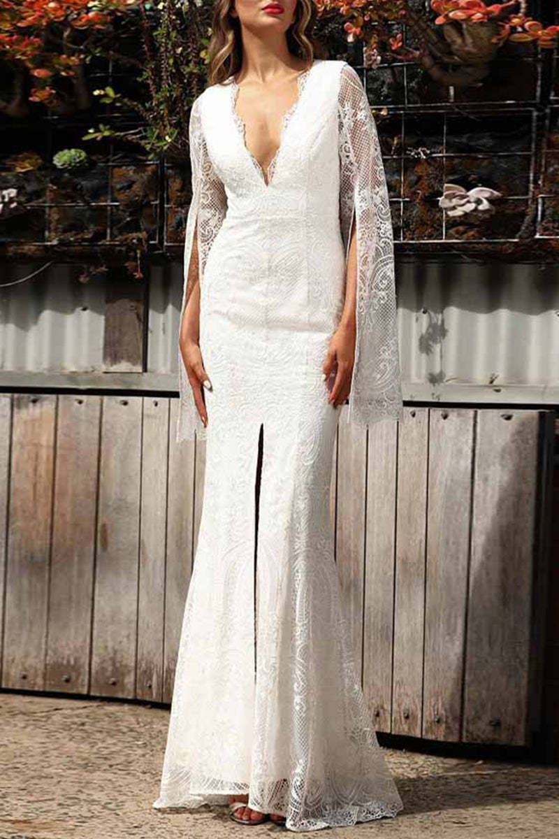 Formal Dresses & Gowns Sexy Lace Cappa Dress Slim Fit Long Dress main image 1