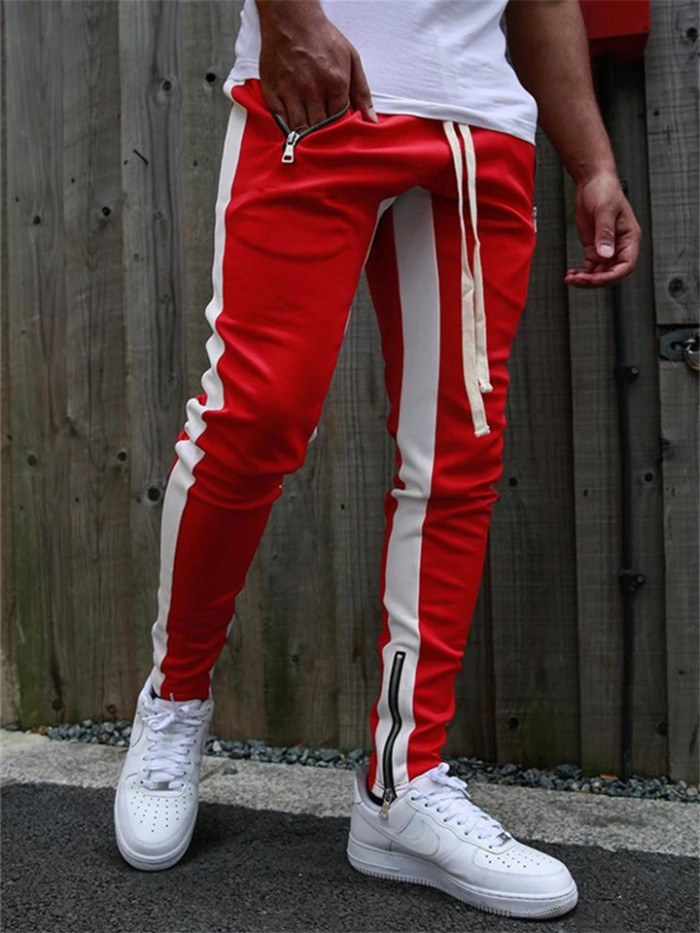 Men's Athletic Pants Joggers Trousers Casual Pants Pocket Drawstring Elastic Waist Plain Comfort Outdoor Daily Going out Cotton Blend Fashion Streetwear Red Grey