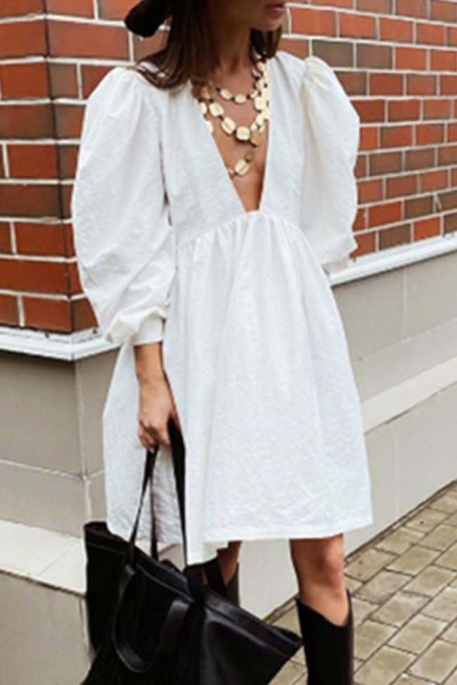 Fashion Sexy Solid Split Joint V Neck Princess Dresses