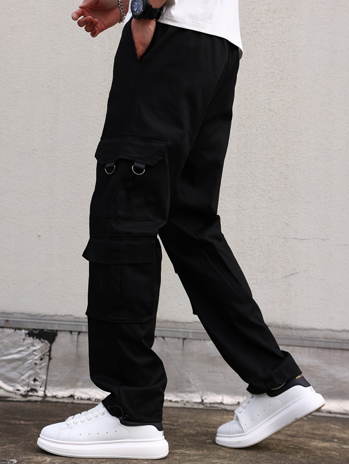 Trendy Cargo Pants, Men's Multi Flap Pocket Trousers, Loose Casual Outdoor Pants, Men's Work Pants Outdoors Streetwear Hiphop Style