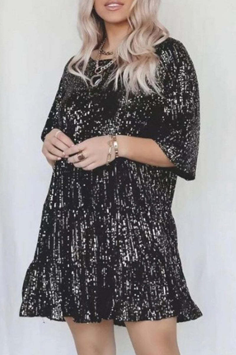 MELIORA – CASUAL SEQUINED O-NECK LONG SLEEVE TWO-PIECE SET