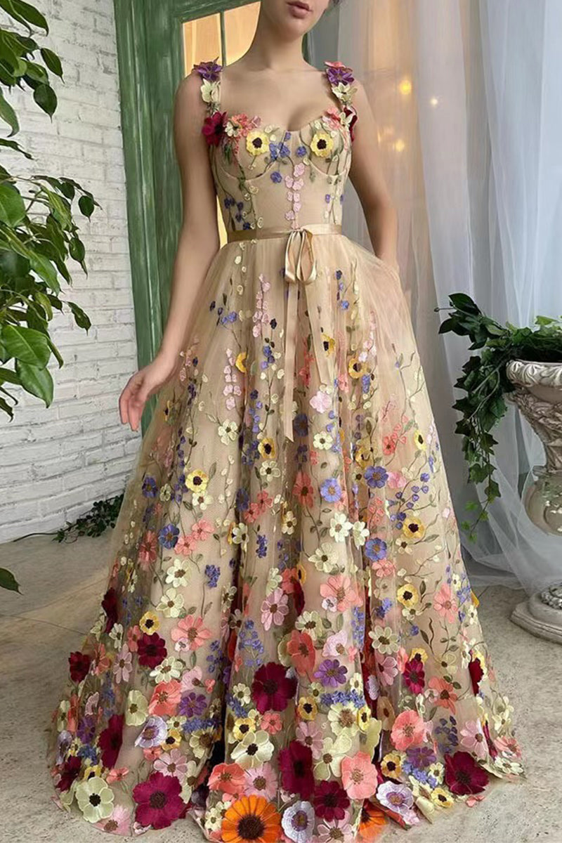 Sweet Elegant Color Block Appliques Wrapped Skirt Dresses