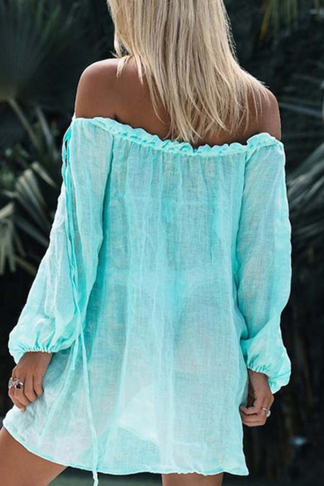 Sexy Solid Draw String Swimwears Cover Up