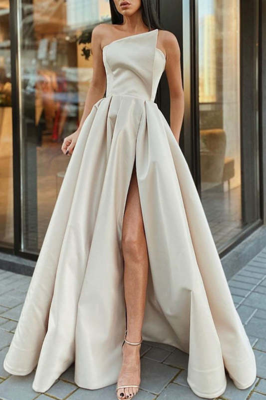 Sexy Casual Solid Backless Slit Strapless Long Dress Dresses