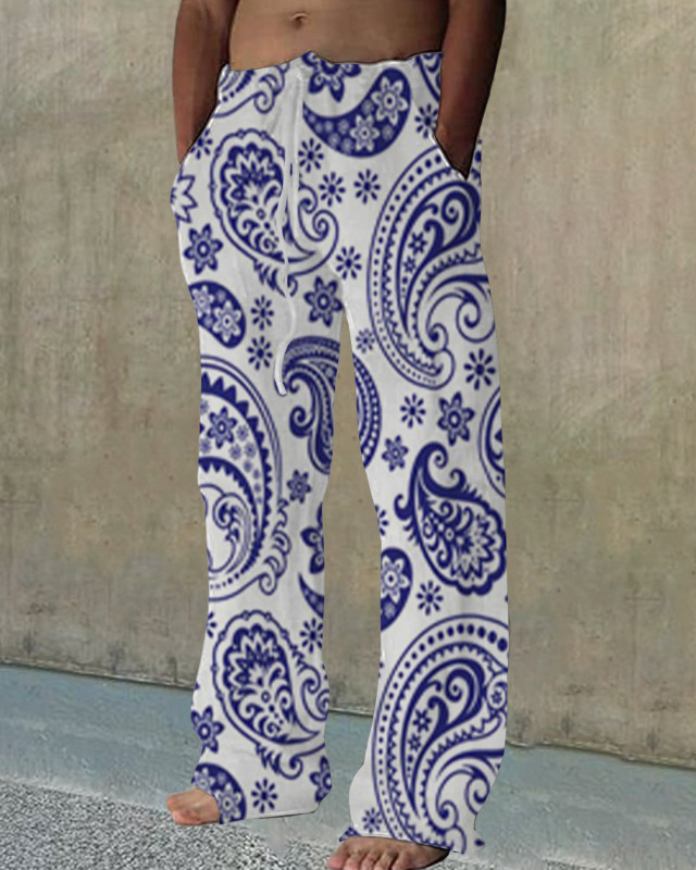 Men's Casual Outdoor Printed Cotton Pants c4a6