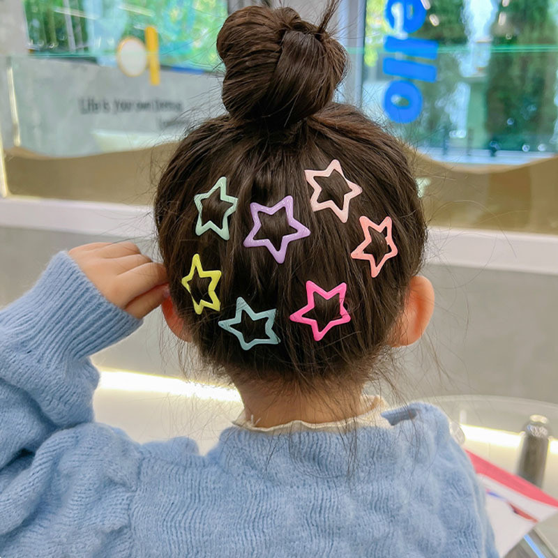 10pcs Kids Girls Colorful Star Shaped Hairpins, Fashion Trendy Hair Accessories, Sweet Hair Clips, Ideal choice for Gifts