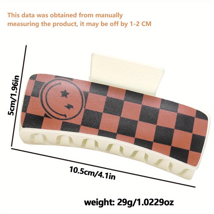 Rectangular PU Leather Hair Claw Clip Large Printed Hair Grab Clip Non Slip Hair Accessories For Women And Girls
