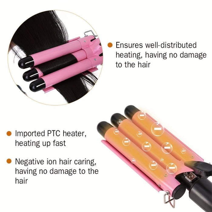 ceramic hair curling iron, 3 Barrel ceramic Curling Iron Wand, hair curler, Hair Styling Tool, Curling Iron Wand, Durable, For All Hair Types For Home Use For Beauty
