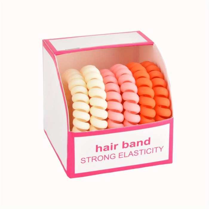 6 Pcs Spiral Hair Ring High Elasticity Head Rope Female Hair Rope Daily hair band Female Solid Color Hair Tie