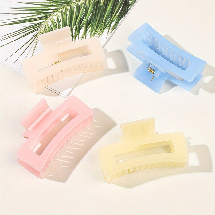 4pcs Strong Hold Hair Claw for Women - Medium Rectangle Clip with Non-Slip Grip for Thick and Thin Hair - Cute and Stylish Jaw Clip for Hair Styling Accessories