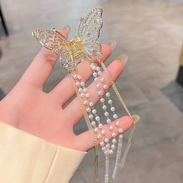 Elegant Butterfly Tassel Rhinestone Claw Clips Hair Clips Decorative Hair Accessories Photography Props, Ideal choice for Gifts