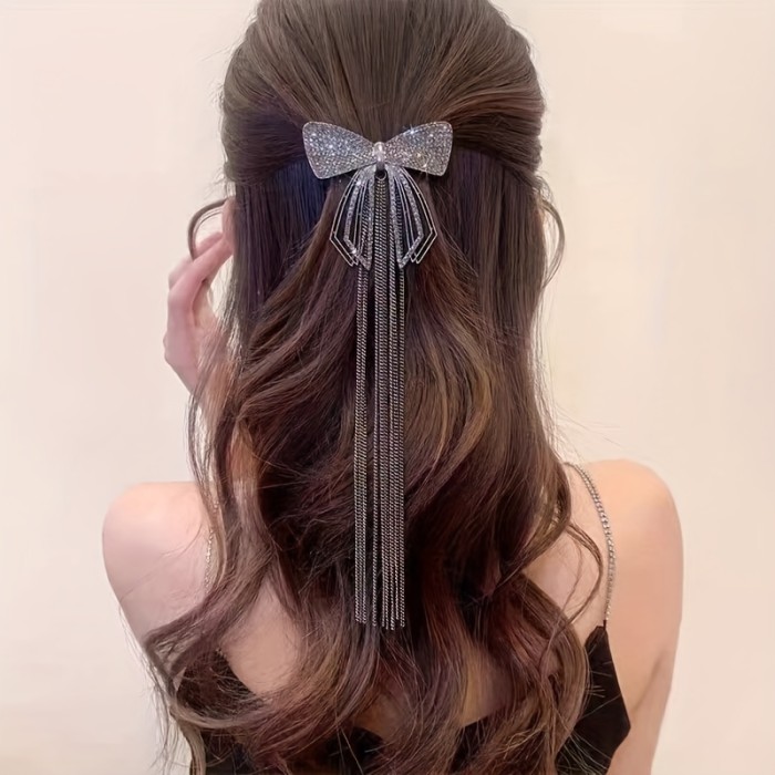 1pc Girls Super Fairy Bow Tassel Hair Clip, Princess Decorative Hair Accessories