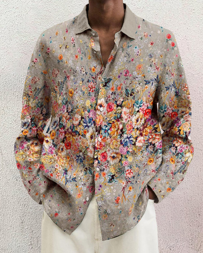 Men's cotton&linen long-sleeved fashion casual shirt  146c