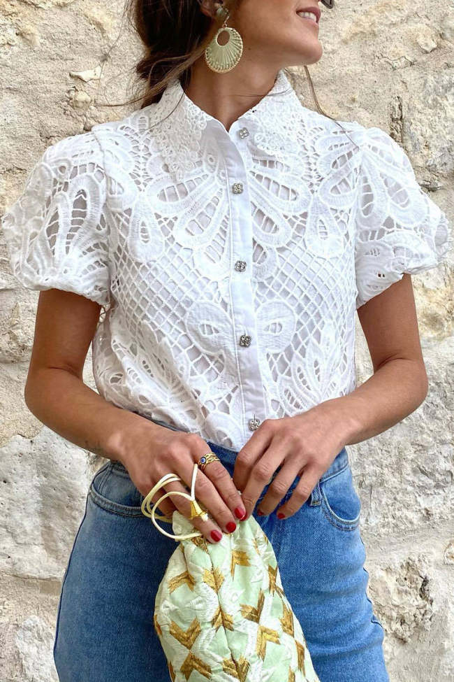Casual Solid Zipper Turndown Collar Tops main image 0