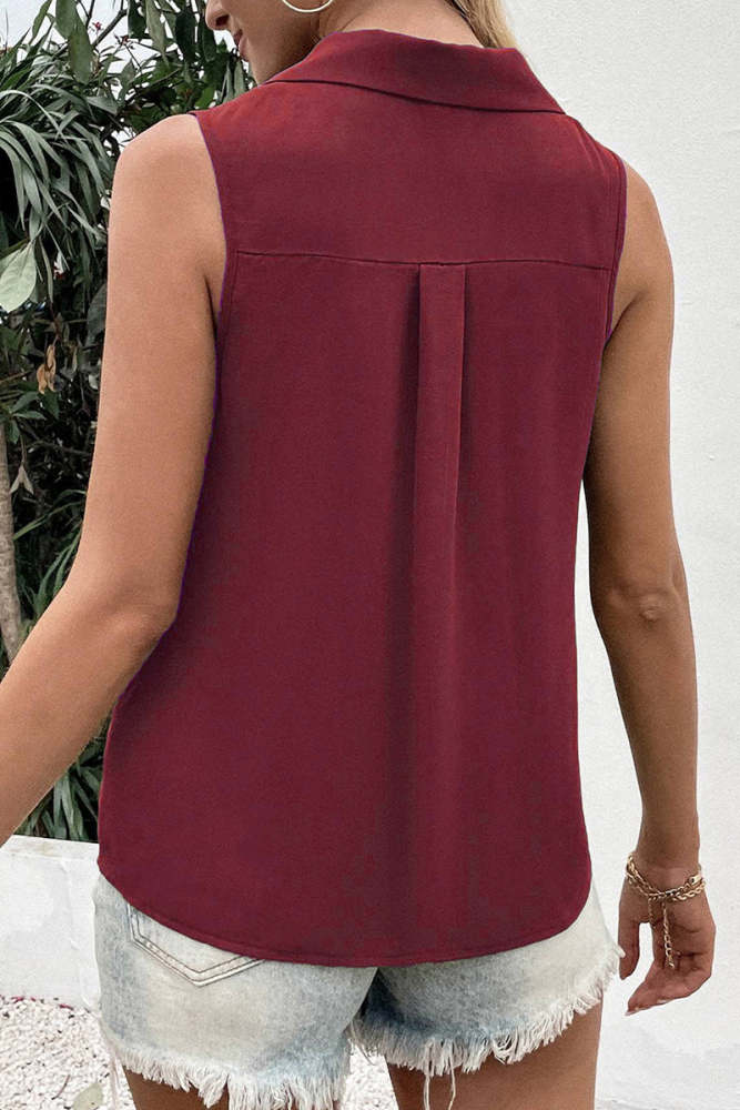 Daily Simplicity Solid Buttons V Neck Tops(5 Colors)