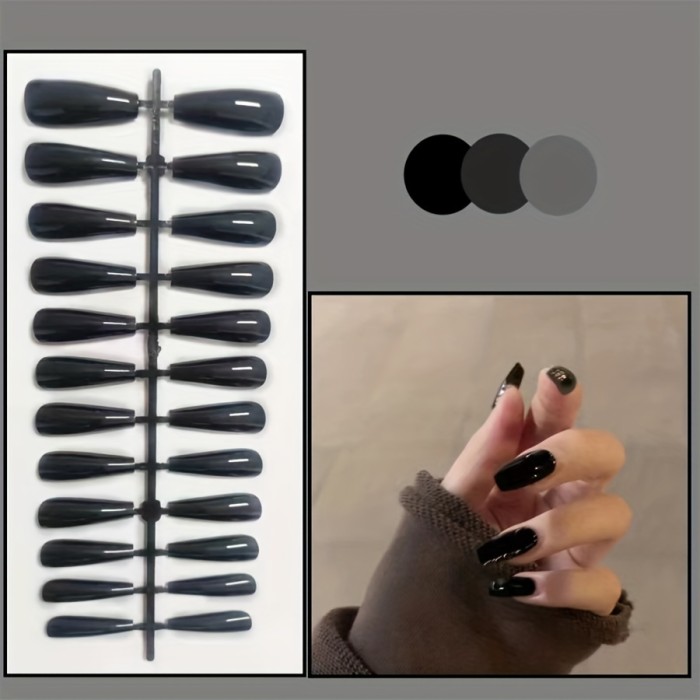 Solid Color Press On Nails - Pure Color Fake Nails - Glossy Medium Almond False Nails For Women Girls, Multicolor Optional