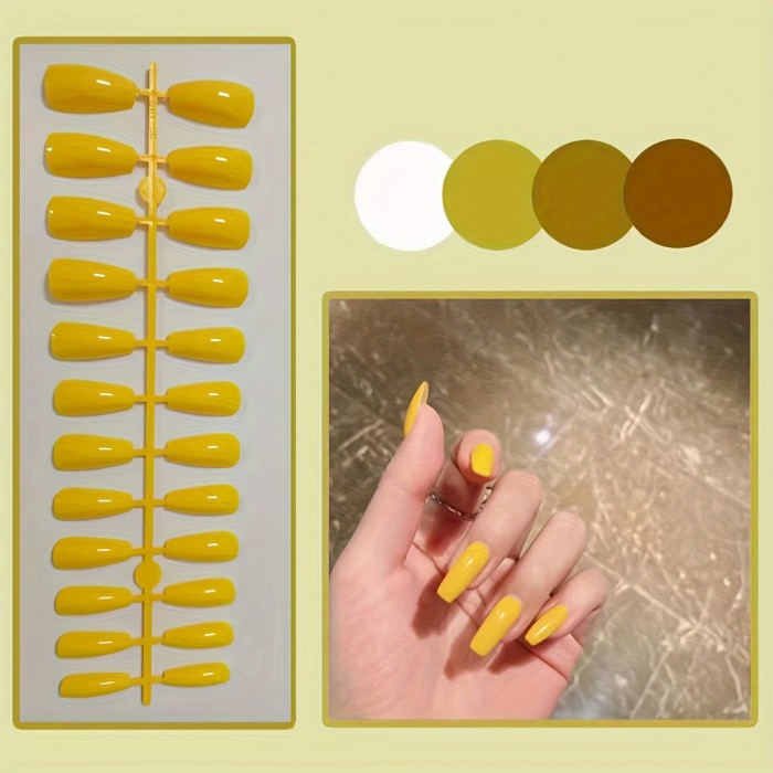 Solid Color Press On Nails - Pure Color Fake Nails - Glossy Medium Almond False Nails For Women Girls, Multicolor Optional