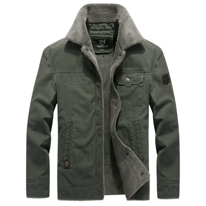 Men's Outdoor Thick Fleece Pocket Shearling Jacket Coat